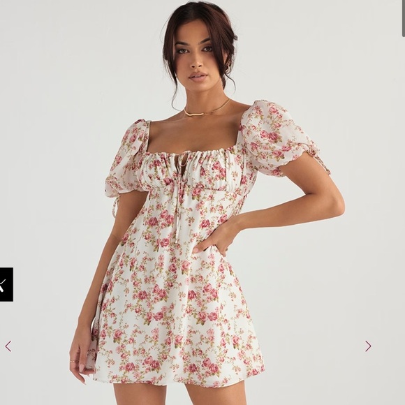 NWOT Feminine House of Cb Princess Rose Print Mini Dress - Picture 2 of 6